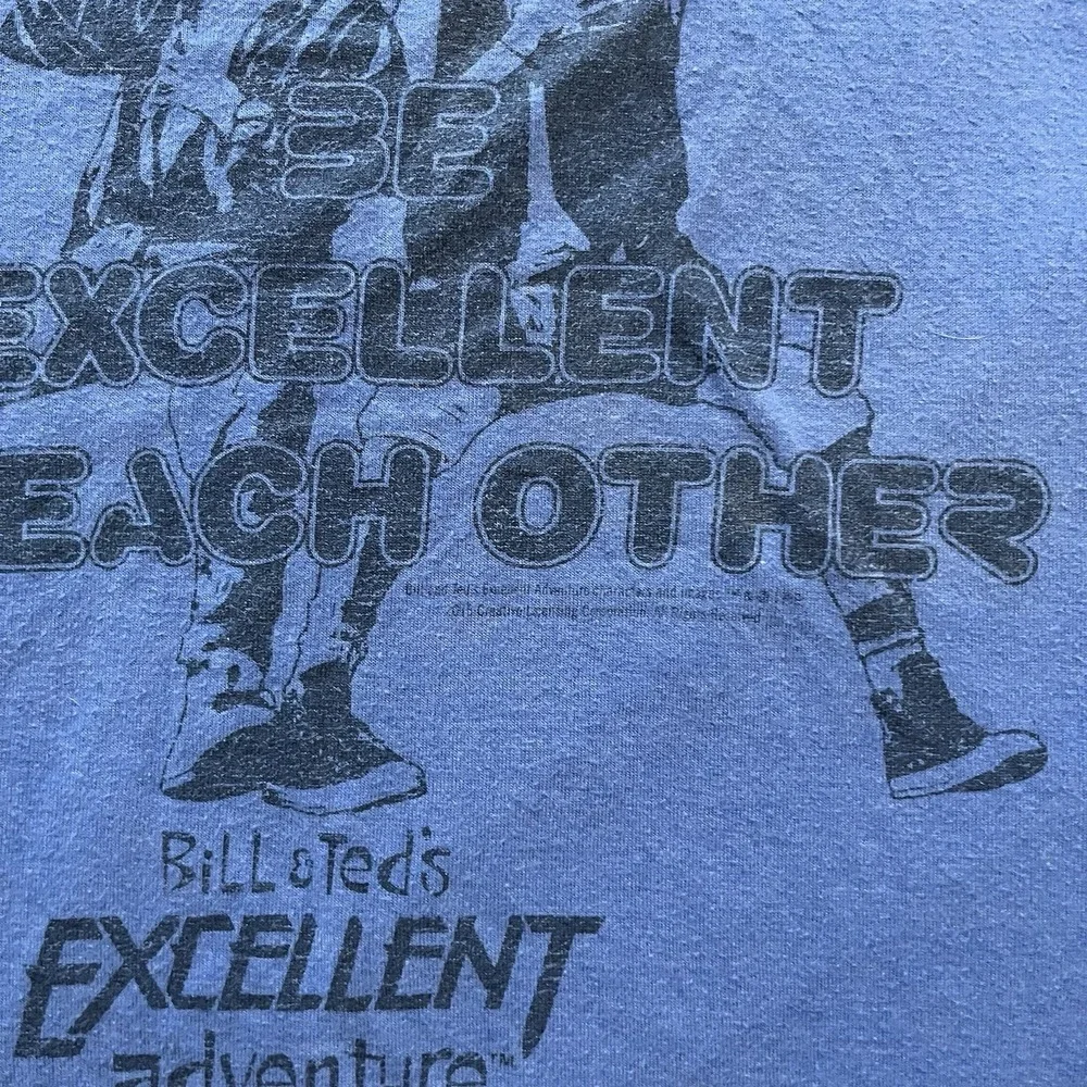 Vintage 90's Bill & Ted's Excellent Adventure Movie Graphic T Blue Large Excelle